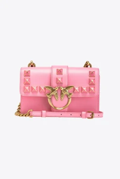 Sacs De Soirée|PINKO Mini Love Bag One Painted Studs Rose Marin-Or Antique