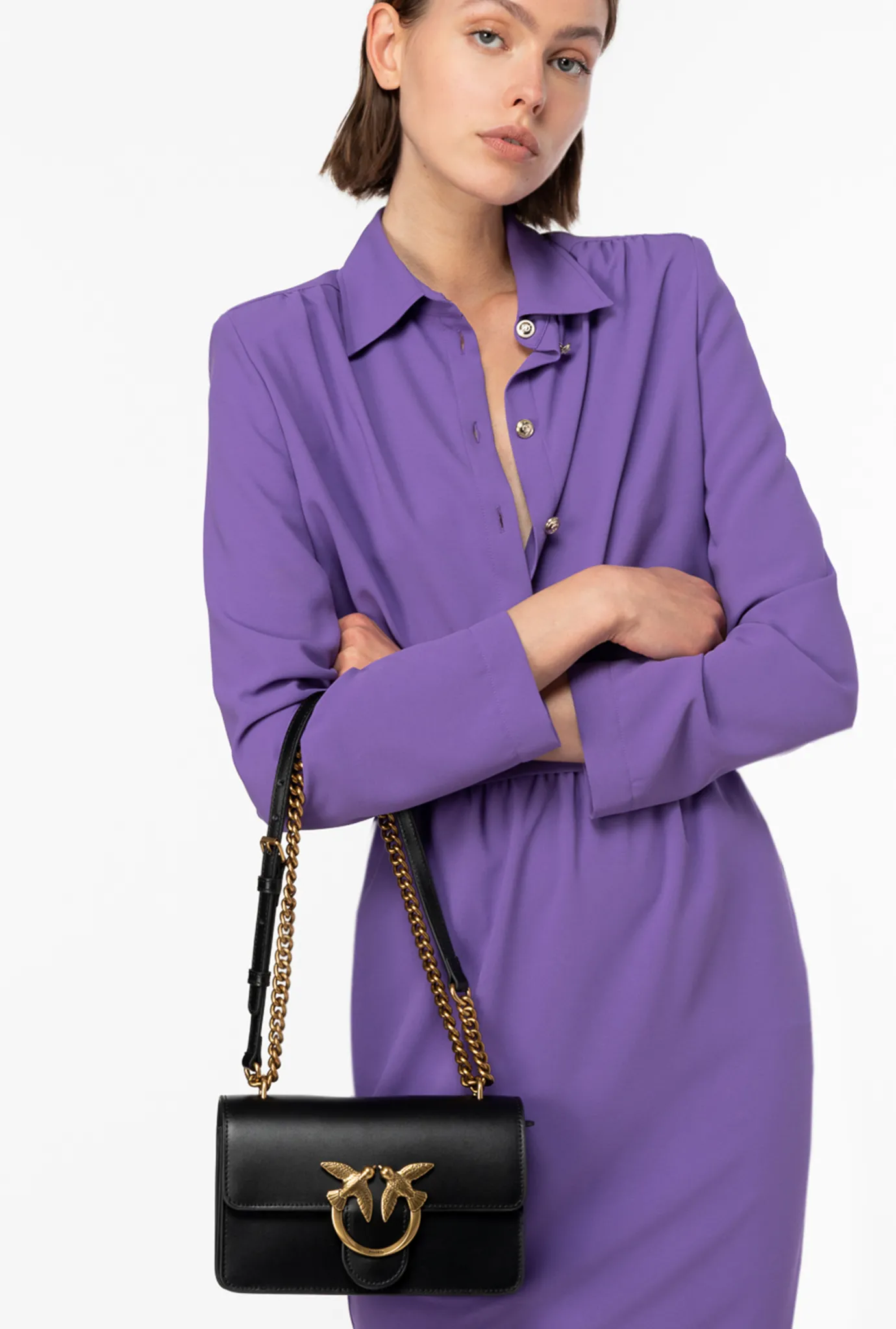 Sacs Portés Épaule|PINKO Mini Love Bag One Simply Noir-Vieil Or
