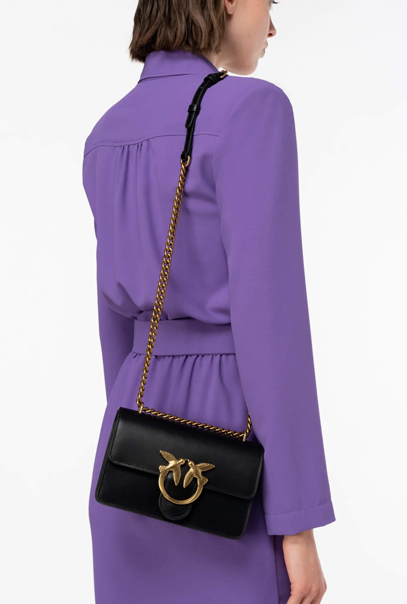 Sacs Portés Épaule|PINKO Mini Love Bag One Simply Noir-Vieil Or