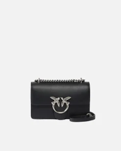 Sacs Portés Épaule|PINKO Mini Love Bag One Simply Noir-Vieil Argent