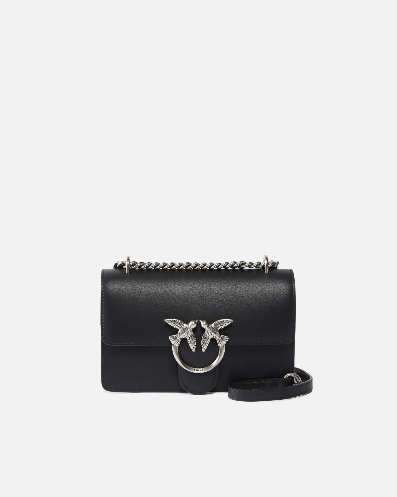 Sacs Portés Épaule|PINKO Mini Love Bag One Simply Noir-Vieil Argent