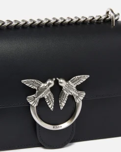Sacs Portés Épaule|PINKO Mini Love Bag One Simply Noir-Vieil Argent