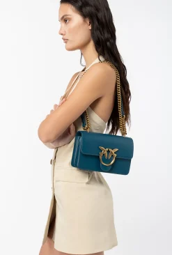 Sacs Portés Épaule|PINKO Mini Love Bag One Simply Sarcelle-Or Antique