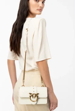 Sacs À Bandoulière|PINKO Mini Love Bag One Simply Blanc+Blanc-Or Antique