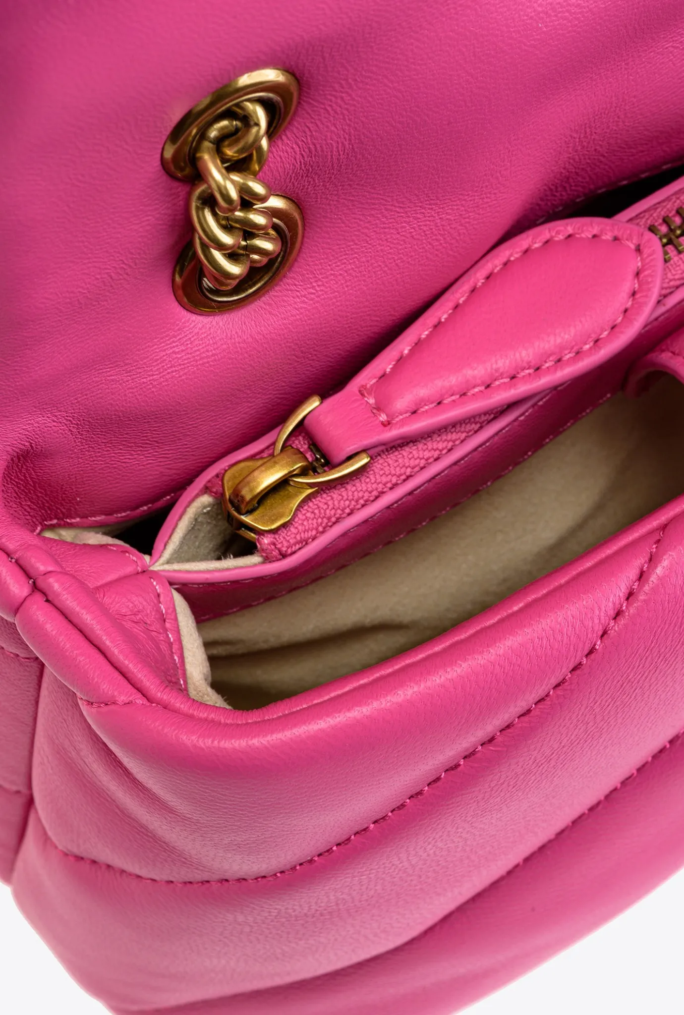 Sacs Portés Épaule|PINKO Mini Love Bag Puff Maxi Quilt Fuchsia-Or Antique