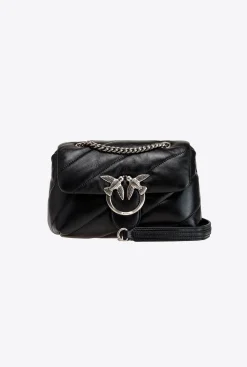 Sacs Portés Épaule|PINKO Mini Love Bag Puff Maxi Quilt Noir-Vieil Argent