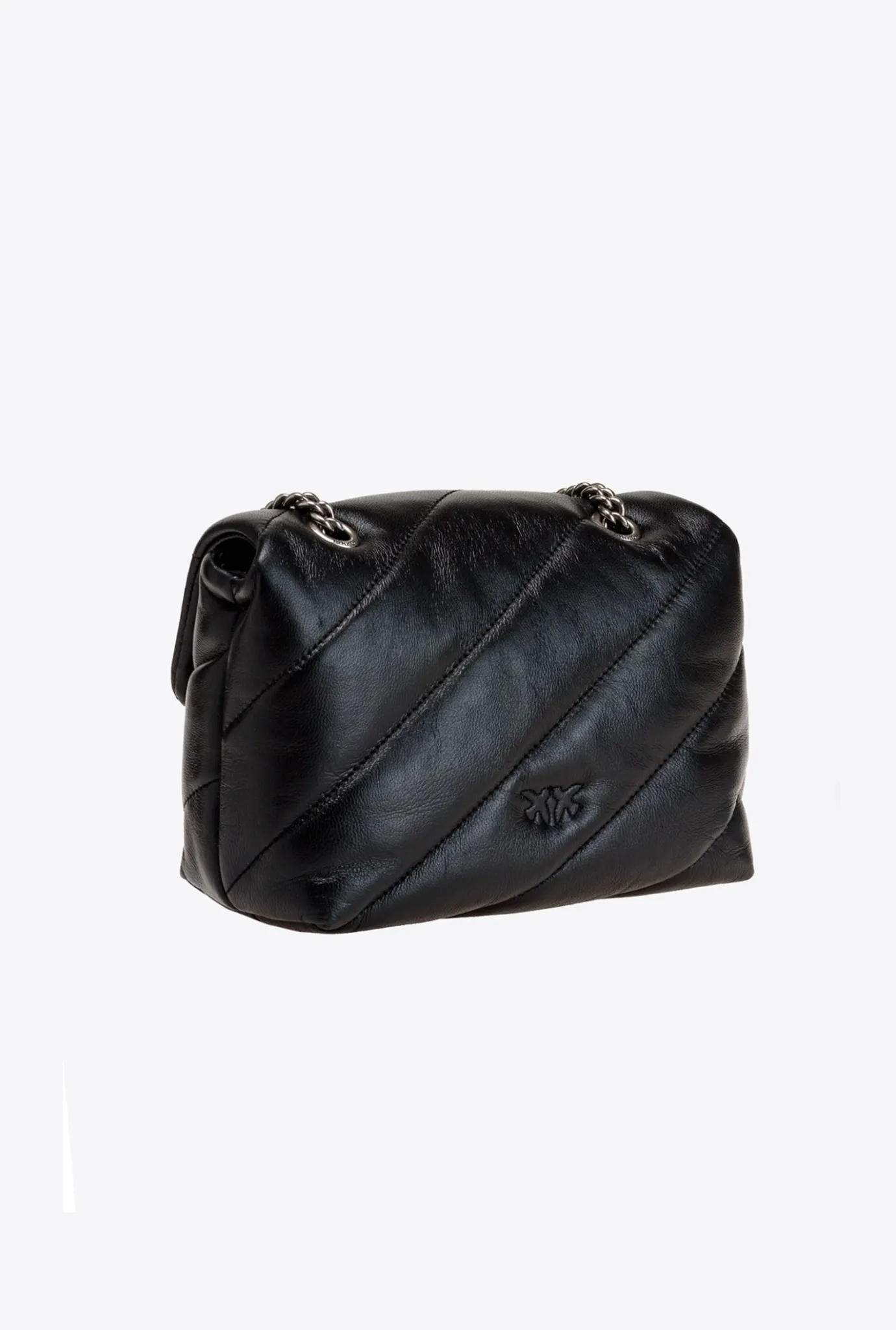 Sacs Portés Épaule|PINKO Mini Love Bag Puff Maxi Quilt Noir-Vieil Argent