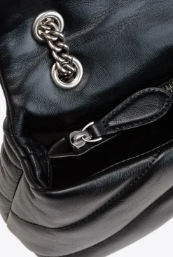 Sacs Portés Épaule|PINKO Mini Love Bag Puff Maxi Quilt Noir-Vieil Argent