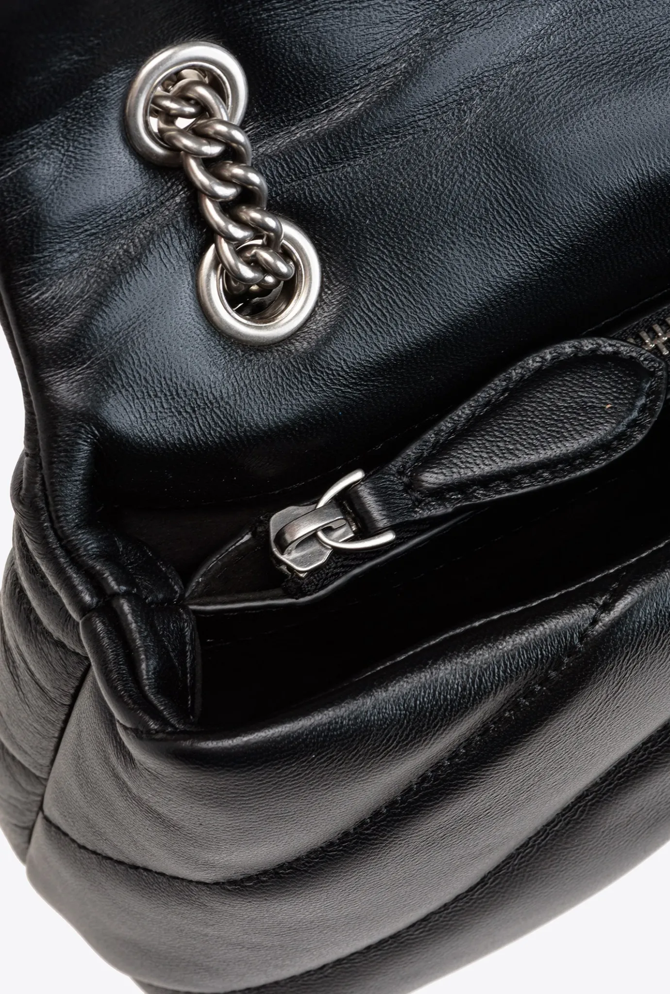 Sacs Portés Épaule|PINKO Mini Love Bag Puff Maxi Quilt Noir-Vieil Argent