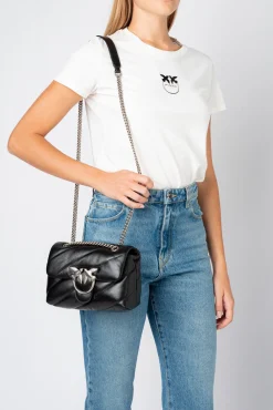 Sacs Portés Épaule|PINKO Mini Love Bag Puff Maxi Quilt Noir-Vieil Argent