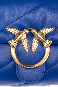 Sacs À Bandoulière|PINKO Mini Love Bag Puff Maxi Quilt Bleu Clematite-Or Antique