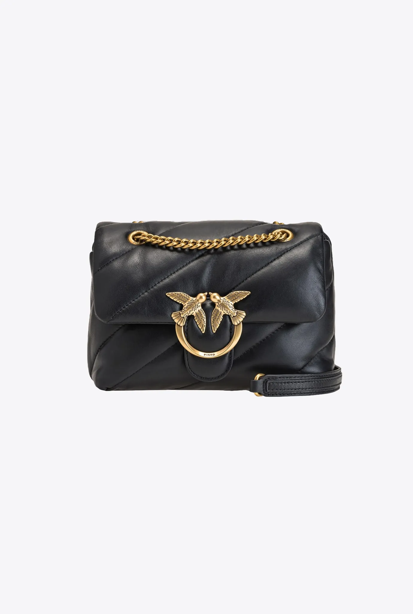 Sacs Portés Épaule|PINKO Mini Love Bag Puff Maxi Quilt Noir-Vieil Or