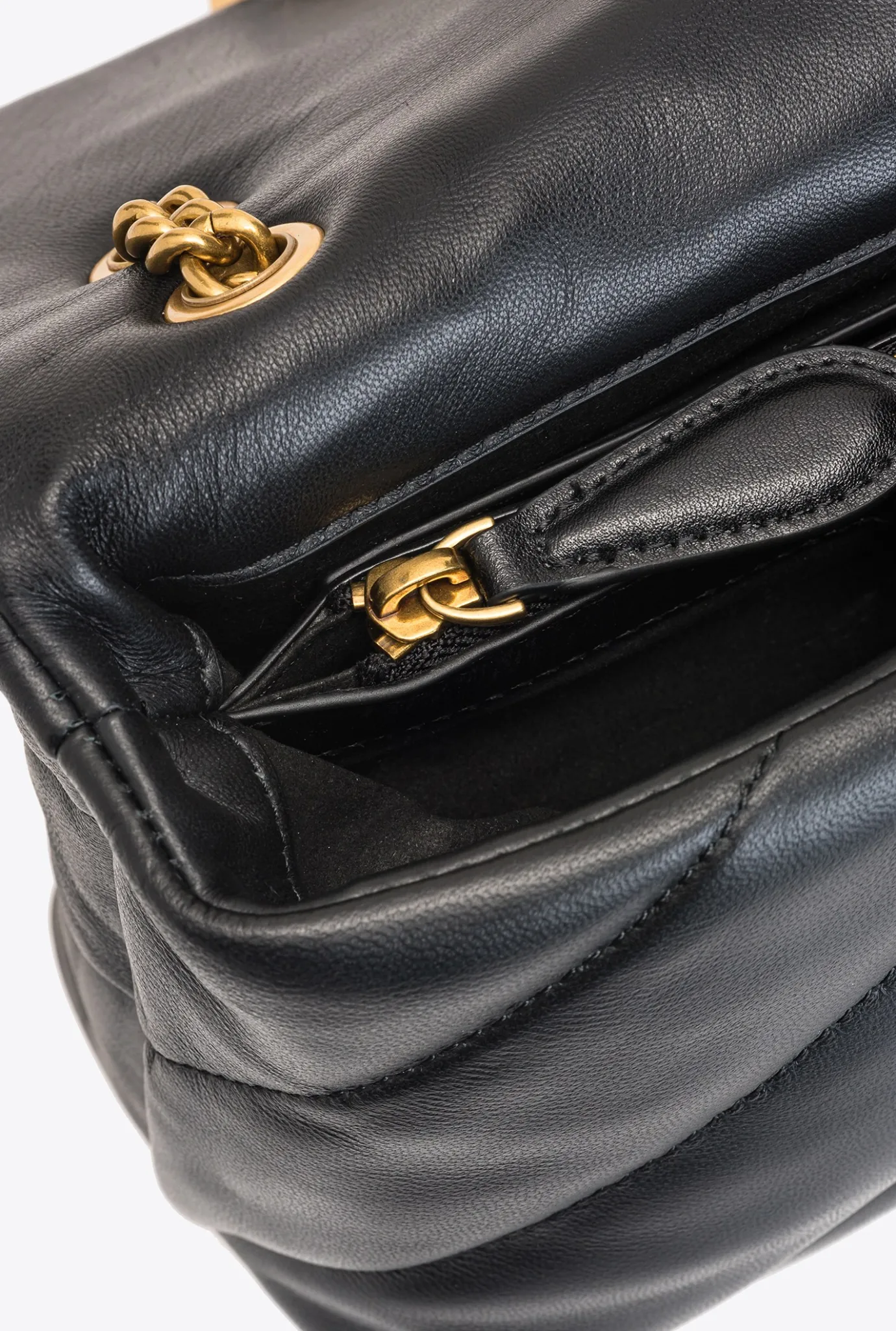 Sacs Portés Épaule|PINKO Mini Love Bag Puff Maxi Quilt Noir-Vieil Or
