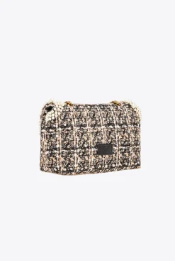 Sacs À Bandoulière|PINKO Mini Love Bag Puff Pearls Frame Beige Oxford-Or Antique