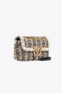 Sacs À Bandoulière|PINKO Mini Love Bag Puff Pearls Frame Beige Oxford-Or Antique