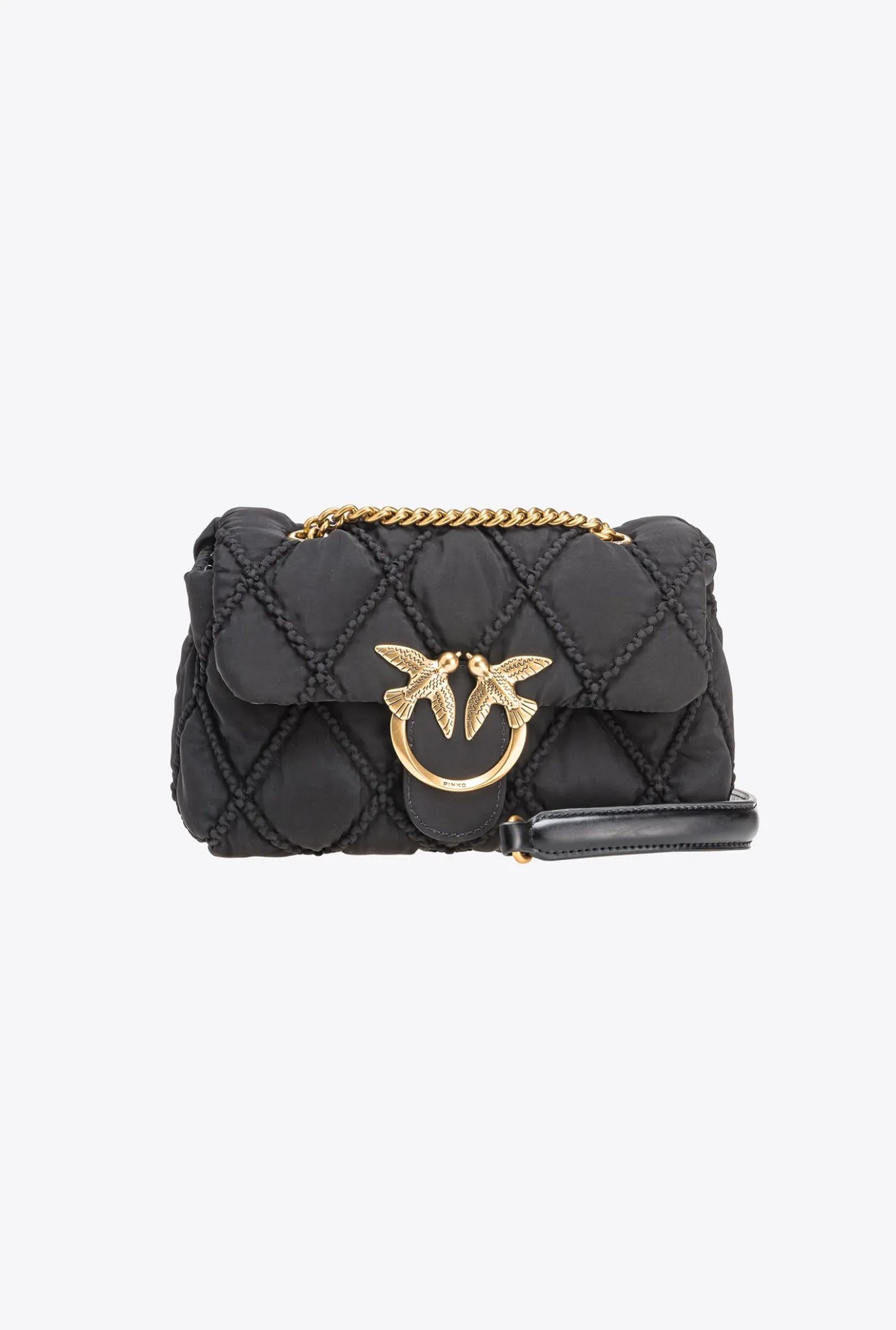 Sacs Portés Épaule|PINKO Mini Love Bag Puff Rhombus Noir-Vieil Or