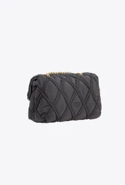 Sacs Portés Épaule|PINKO Mini Love Bag Puff Rhombus Noir-Vieil Or