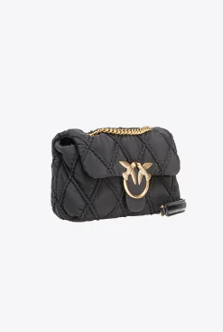 Sacs Portés Épaule|PINKO Mini Love Bag Puff Rhombus Noir-Vieil Or