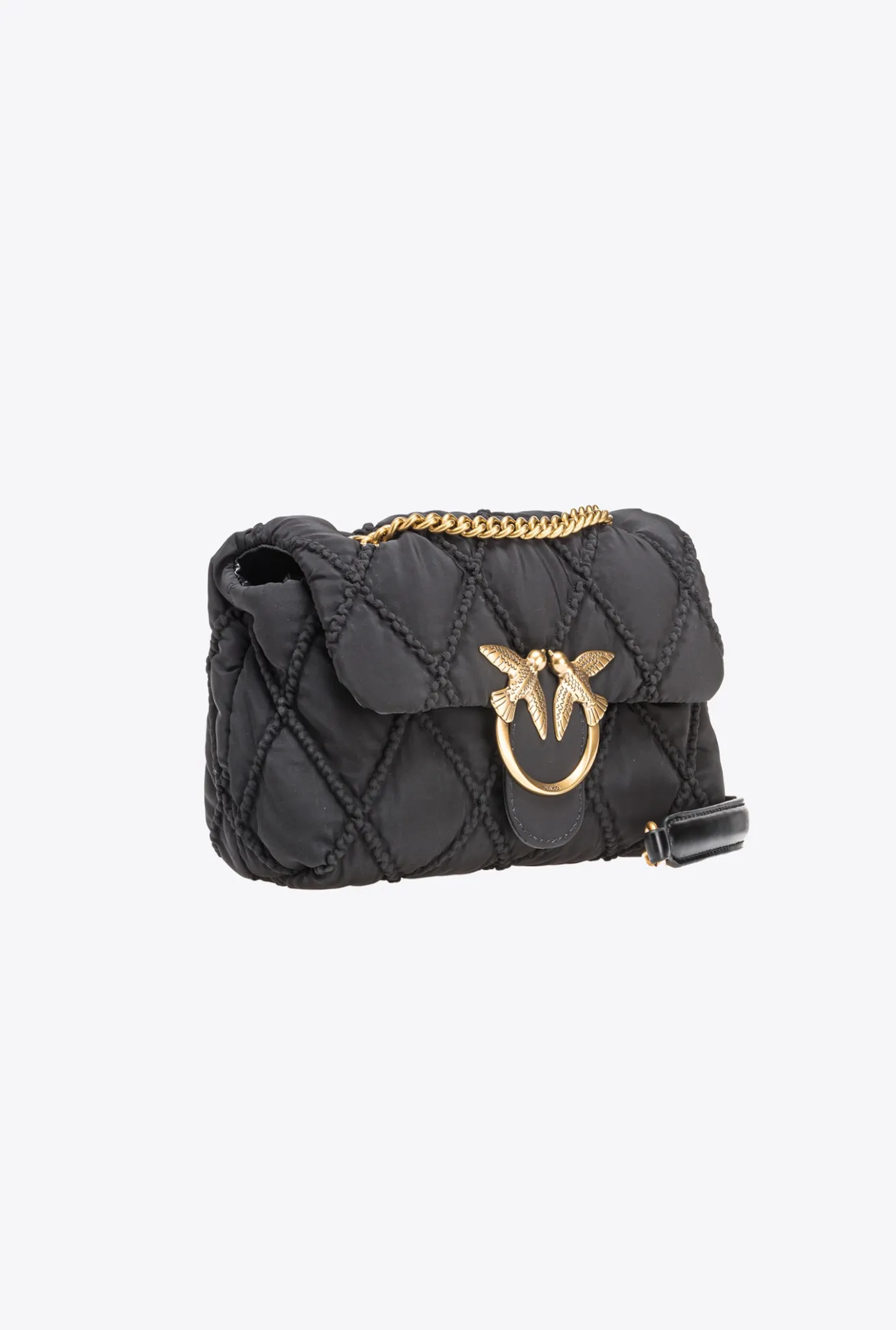 Sacs Portés Épaule|PINKO Mini Love Bag Puff Rhombus Noir-Vieil Or
