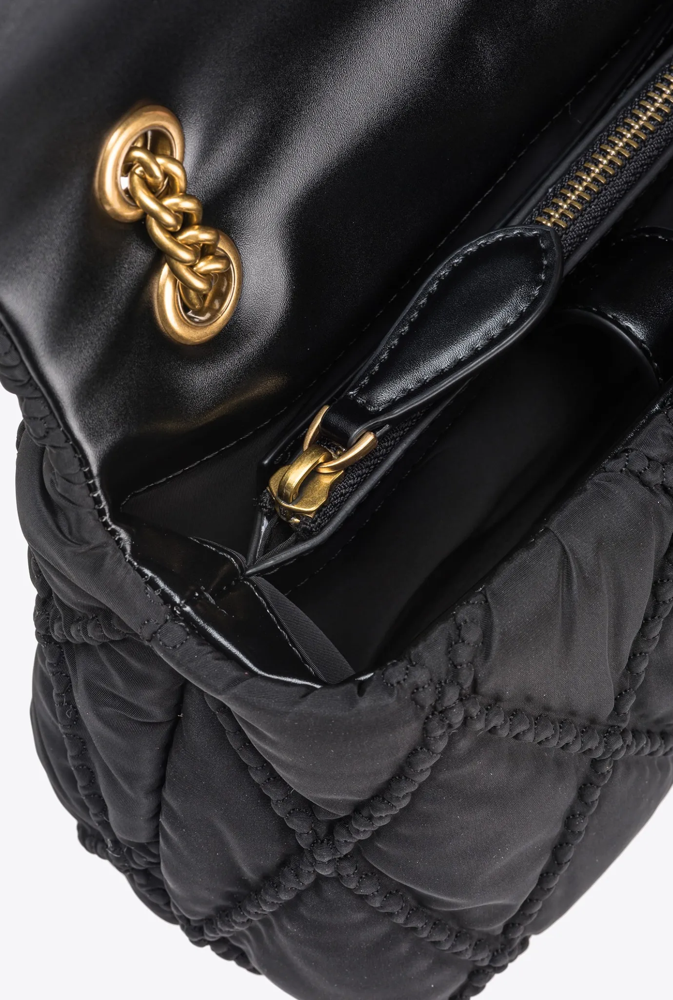 Sacs Portés Épaule|PINKO Mini Love Bag Puff Rhombus Noir-Vieil Or