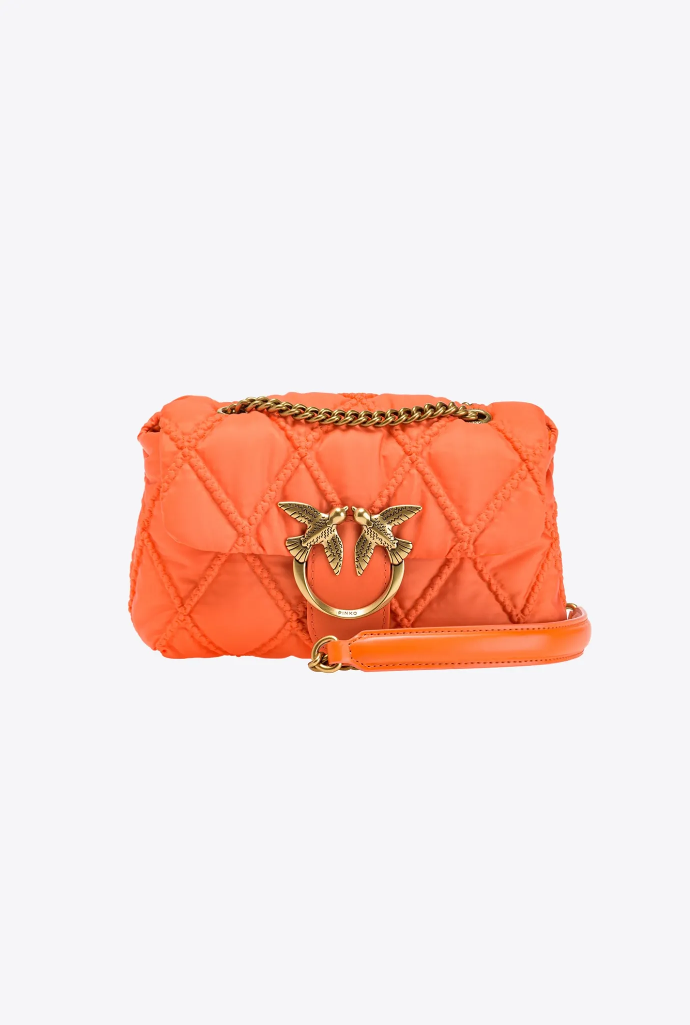 Sacs Portés Épaule|PINKO Mini Love Bag Puff Rhombus Orange Vif-Or Antique
