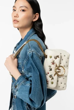 Sacs De Soirée|PINKO Mini Love Bag Puff Sea Jewels Blanc+Blanc-Or Antique