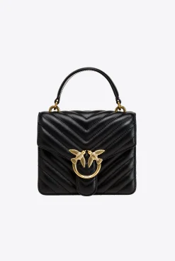 Sacs À Main|PINKO Mini Love Bag Top Handle Chevron Noir-Vieil Or