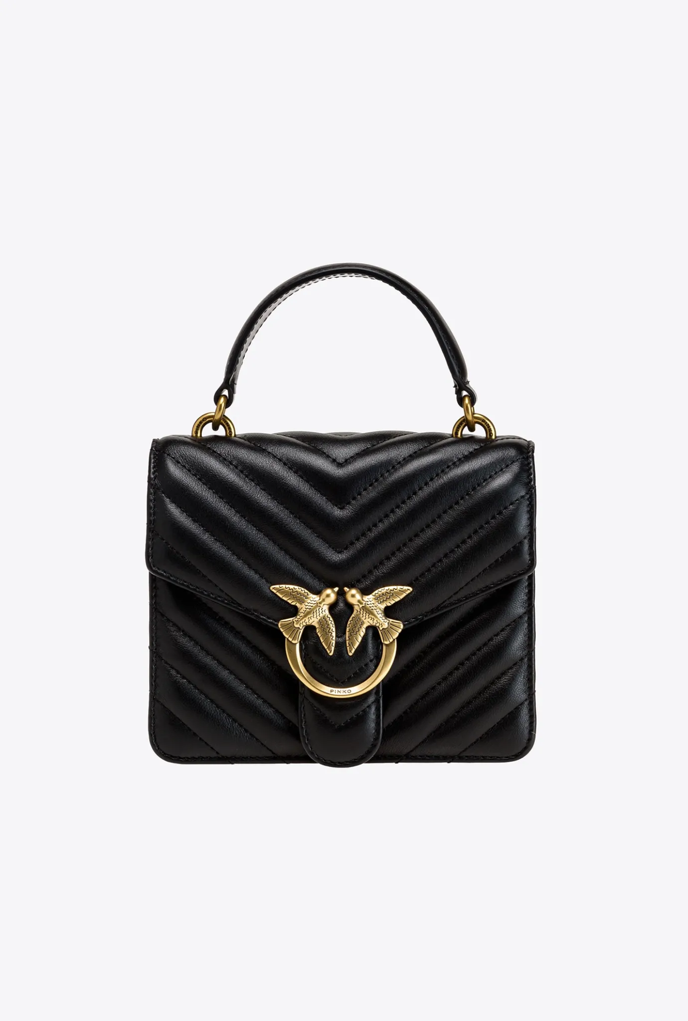 Sacs À Main|PINKO Mini Love Bag Top Handle Chevron Noir-Vieil Or