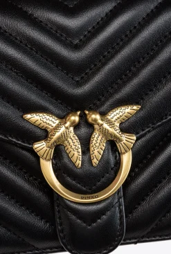 Sacs À Main|PINKO Mini Love Bag Top Handle Chevron Noir-Vieil Or