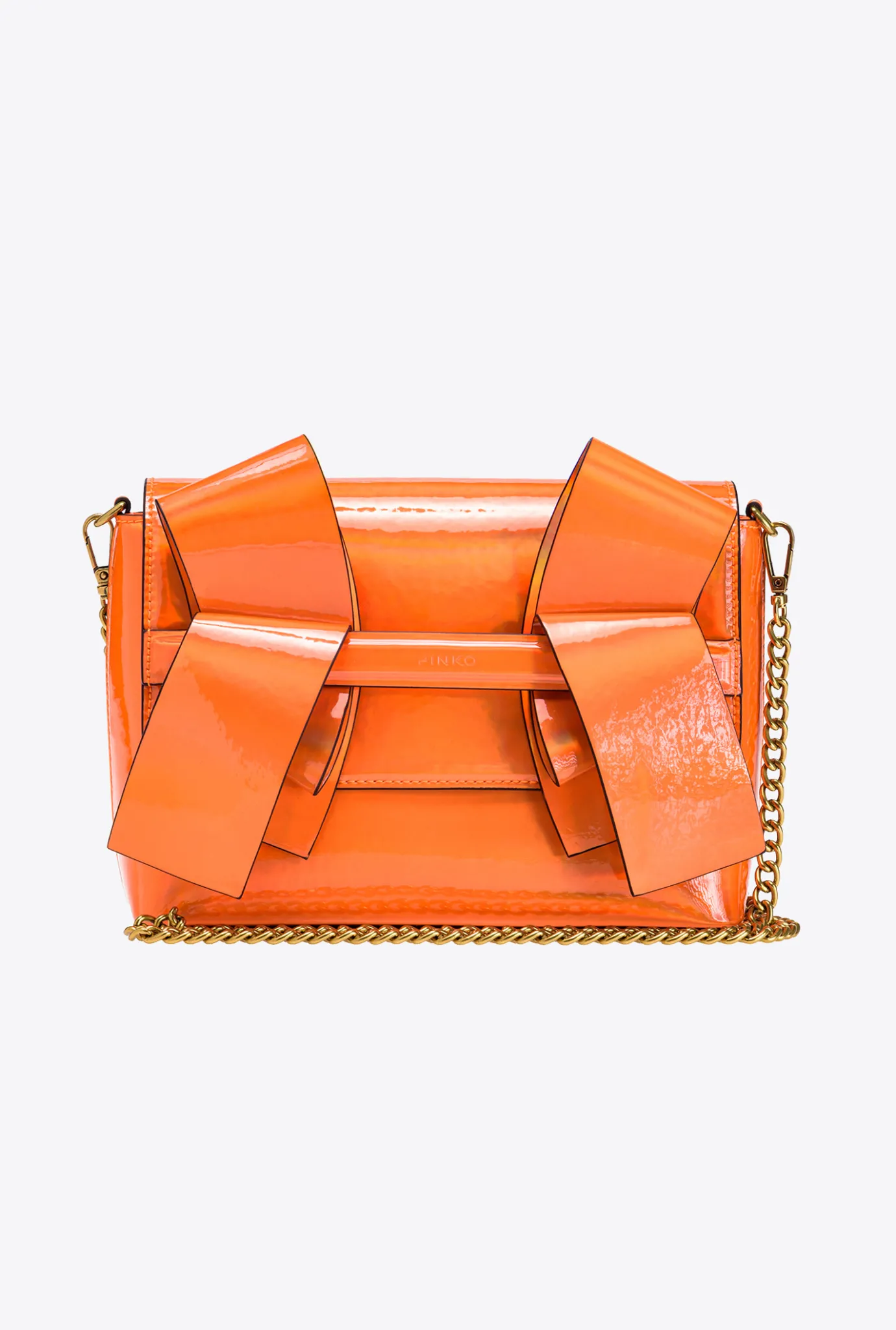 Pochettes|PINKO Mini Pochette Aika Effet Miroir Orange Vif-Or Antique