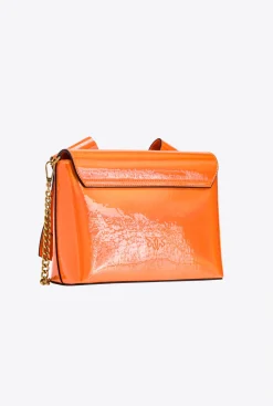 Pochettes|PINKO Mini Pochette Aika Effet Miroir Orange Vif-Or Antique