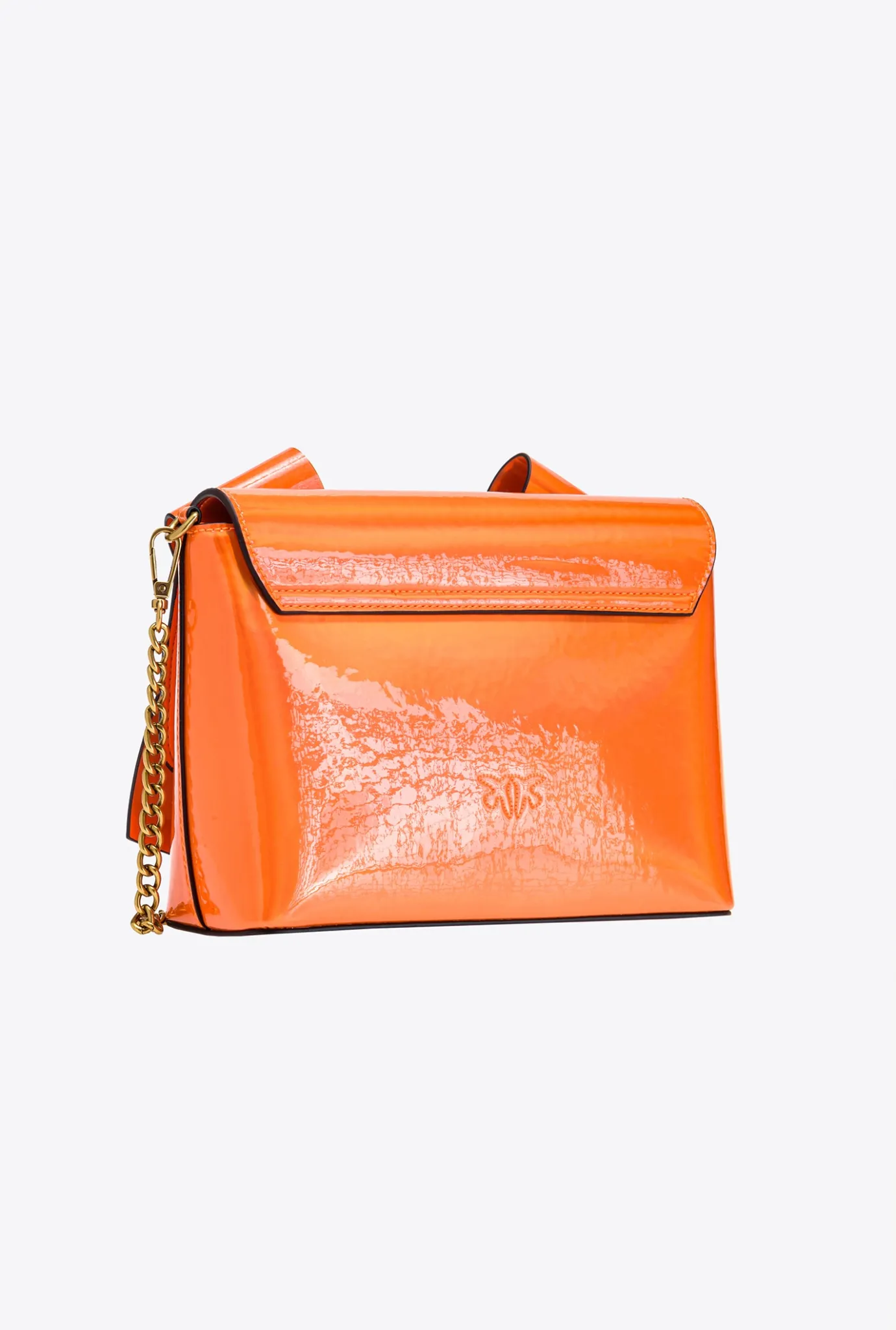 Pochettes|PINKO Mini Pochette Aika Effet Miroir Orange Vif-Or Antique