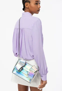 Sacs De Soirée|PINKO Mini Pochette Aika Effet Miroir Argent-Vieil Argent