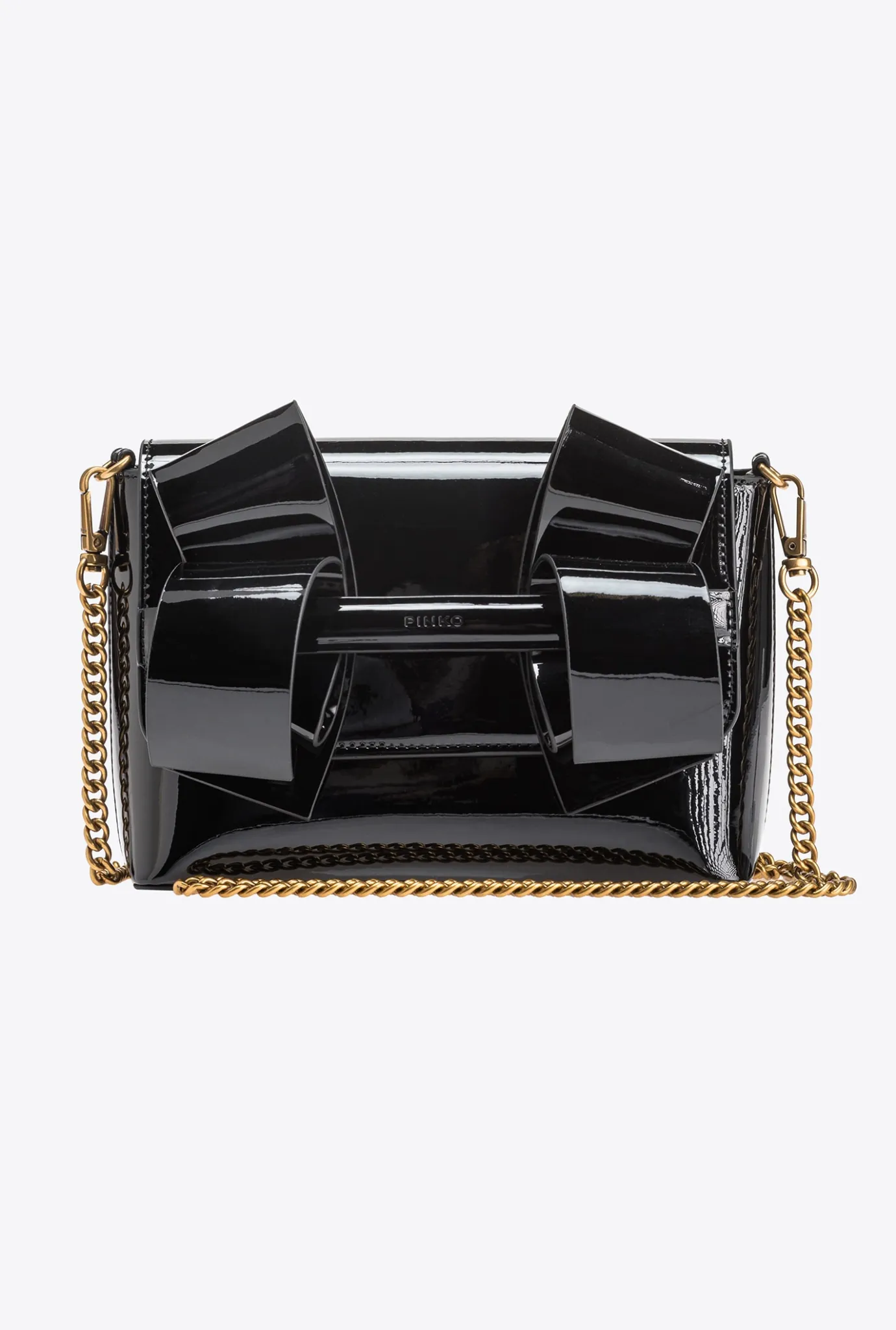Sacs De Soirée|PINKO Mini Pochette Aika Effet Miroir Noir-Vieil Or