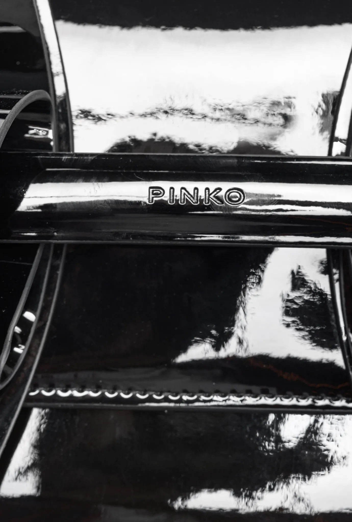 Sacs De Soirée|PINKO Mini Pochette Aika Effet Miroir Noir-Vieil Or