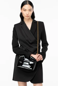 Sacs De Soirée|PINKO Mini Pochette Aika Effet Miroir Noir-Vieil Or