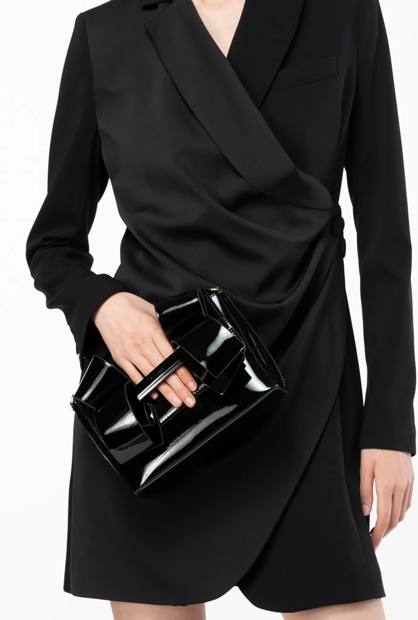 Sacs De Soirée|PINKO Mini Pochette Aika Effet Miroir Noir-Vieil Or