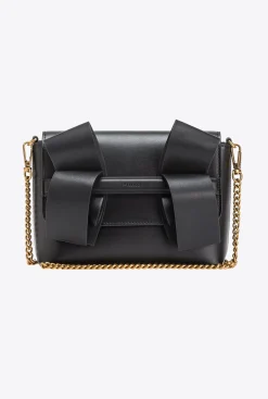 Pochettes|PINKO Mini Pochette Aika En Cuir Noir-Vieil Or