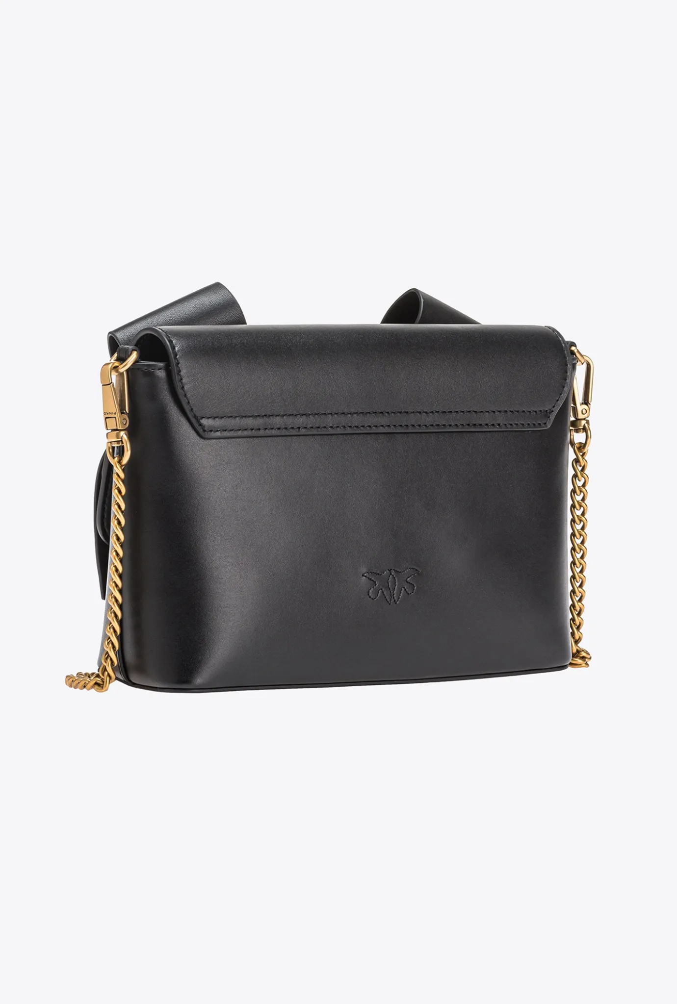 Pochettes|PINKO Mini Pochette Aika En Cuir Noir-Vieil Or