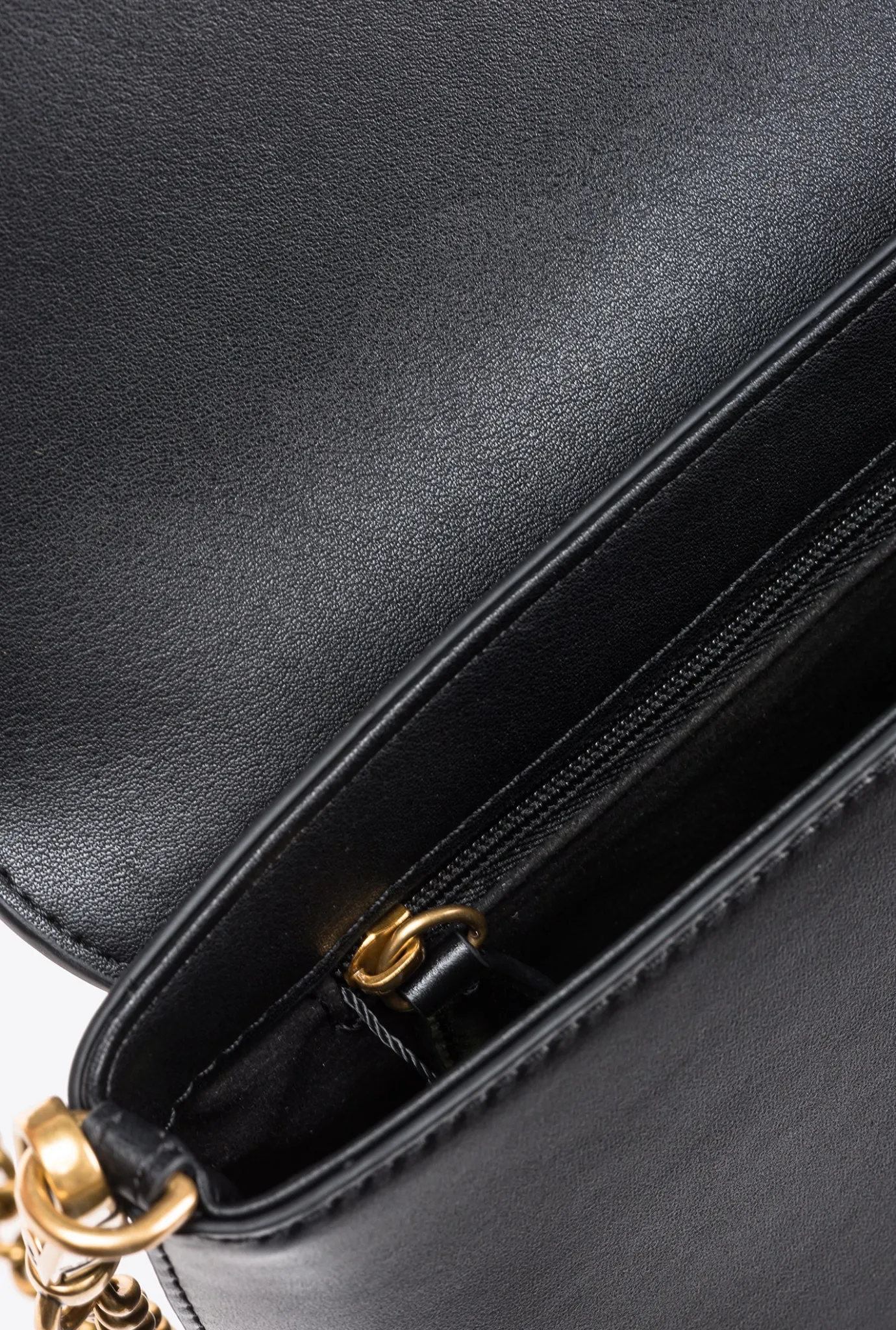 Pochettes|PINKO Mini Pochette Aika En Cuir Noir-Vieil Or