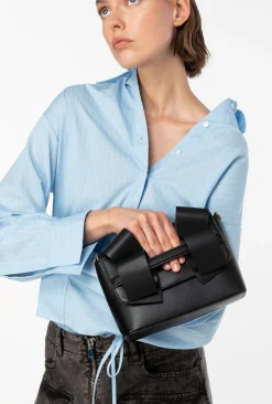 Pochettes|PINKO Mini Pochette Aika En Cuir Noir-Vieil Or