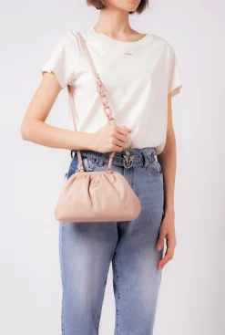 Pochettes|PINKO Mini Pochette Chain Color Block Rose Poudre-Color Block