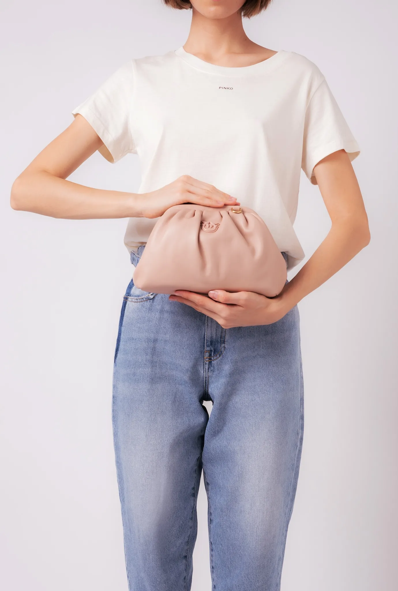 Pochettes|PINKO Mini Pochette Chain Color Block Rose Poudre-Color Block