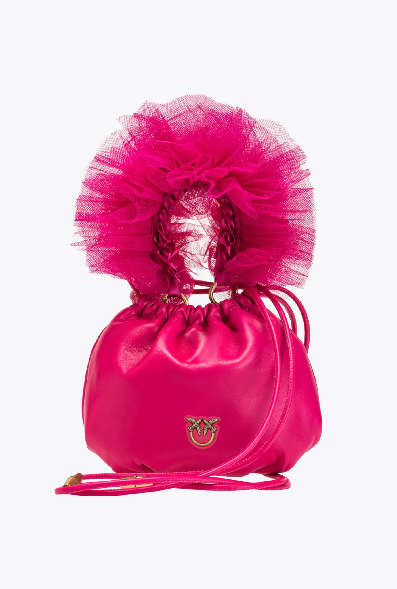 Sacs De Soirée|PINKO Mini Sac En Cuir Nappa Avec Anse En Tulle Rose Pinko-Or Antique