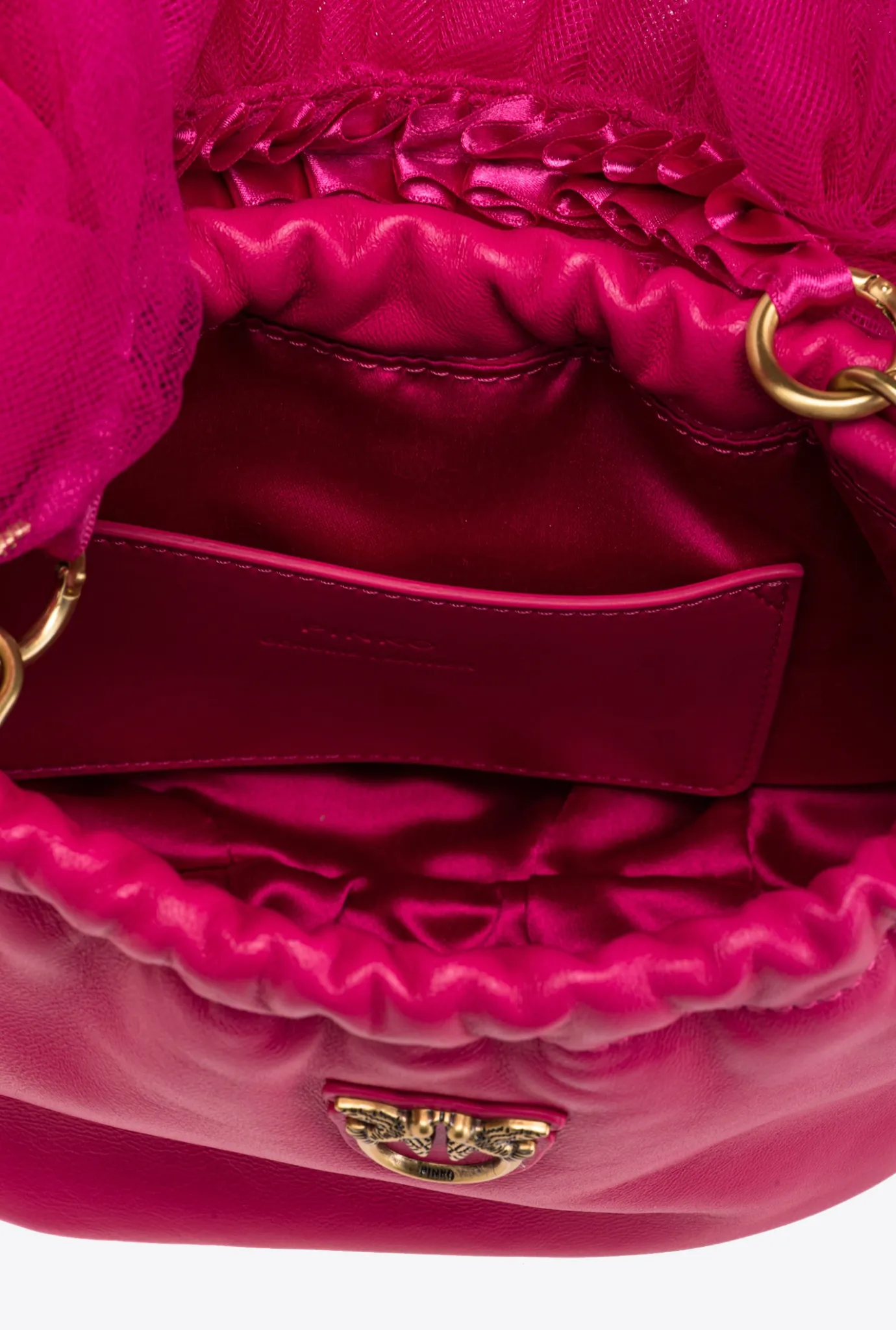 Sacs De Soirée|PINKO Mini Sac En Cuir Nappa Avec Anse En Tulle Rose Pinko-Or Antique