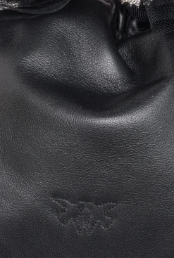 Sacs De Soirée|PINKO Mini Sac En Cuir Nappa Avec Anse En Tulle Noir-Vieil Or