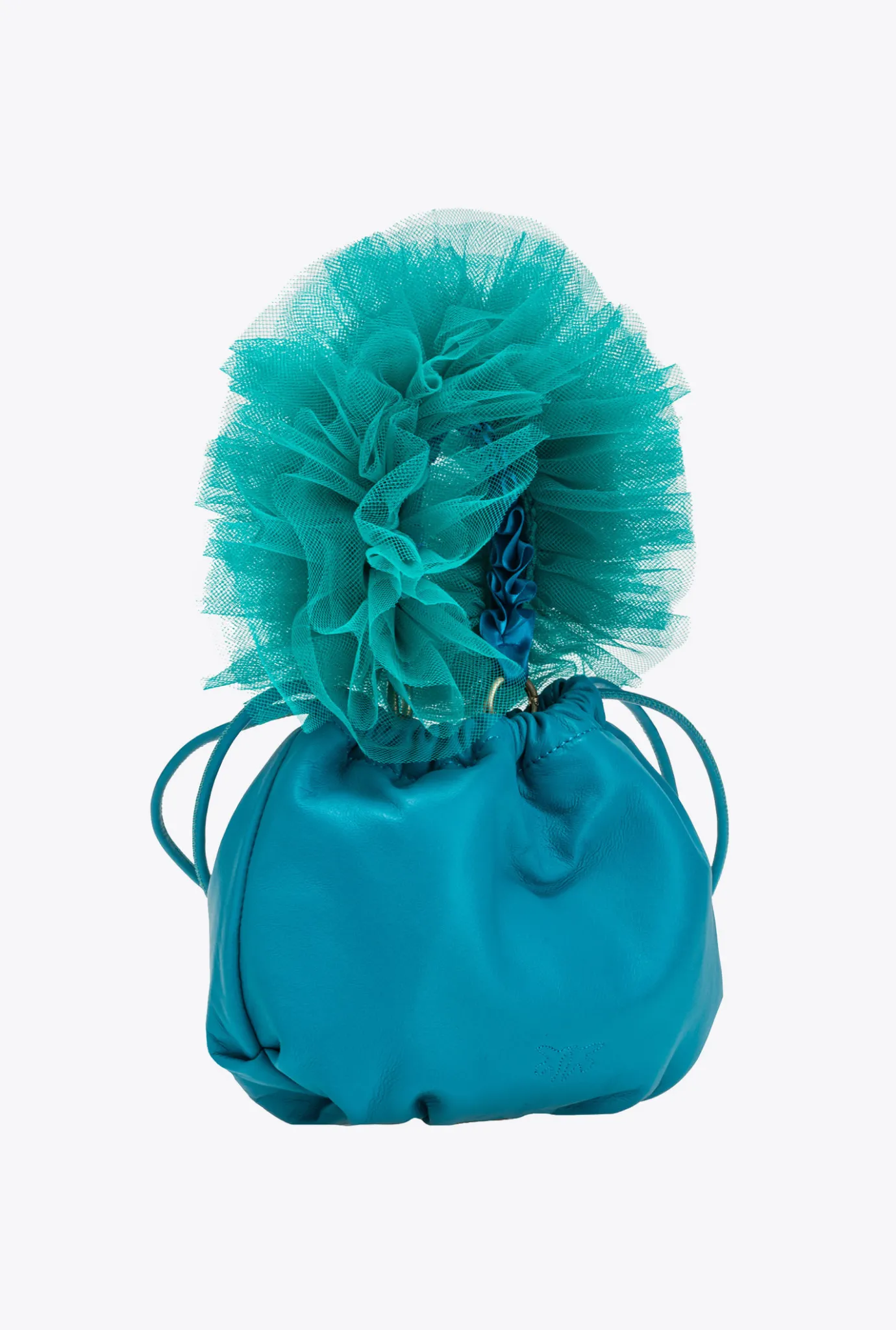 Sacs De Soirée|PINKO Mini Sac En Cuir Nappa Avec Anse En Tulle Turquoise-Or Antique