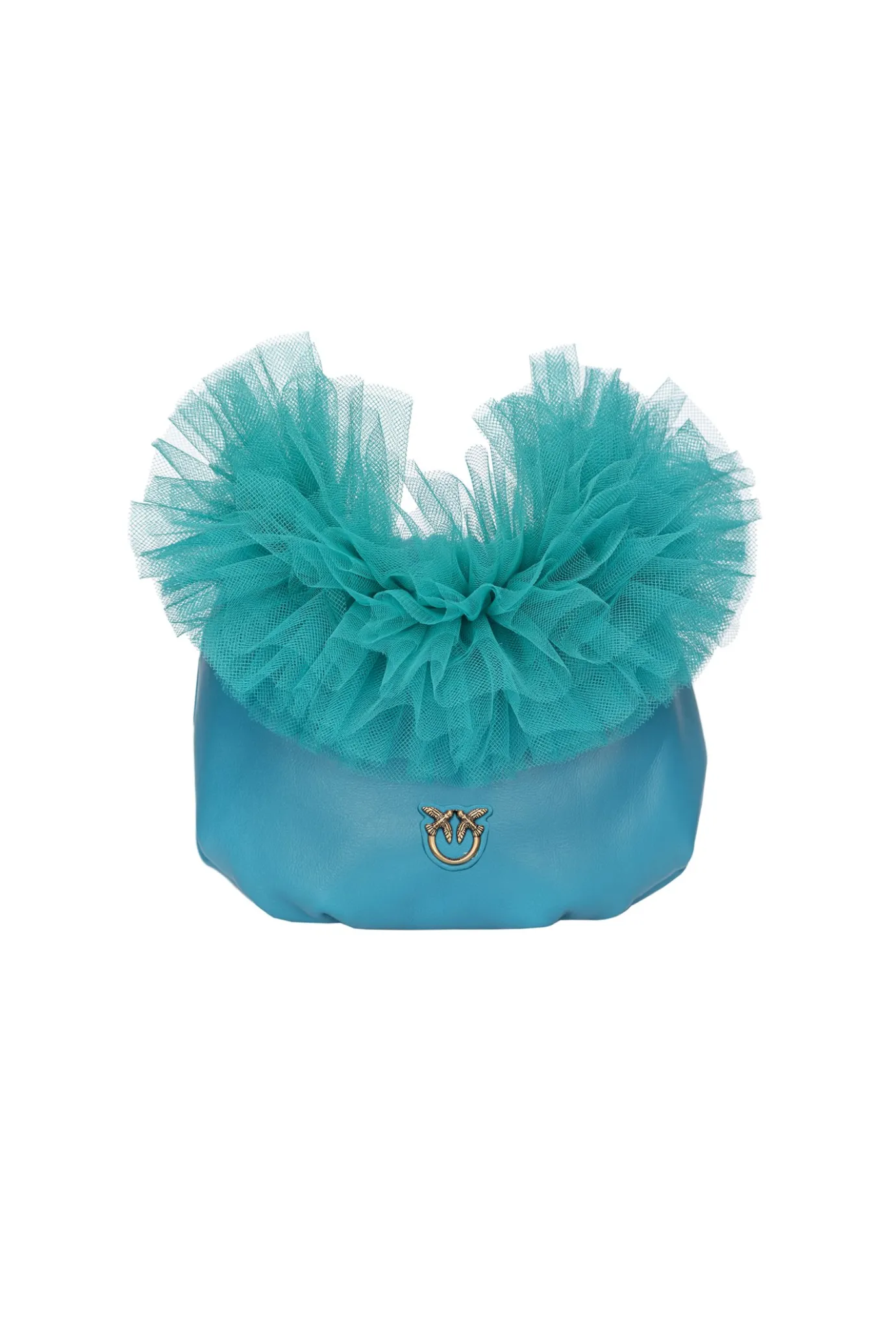 Sacs De Soirée|PINKO Mini Sac En Cuir Nappa Avec Anse En Tulle Turquoise-Or Antique