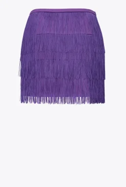 Jupes|PINKO Mini-Jupe A Franges Fines Violet Pensee