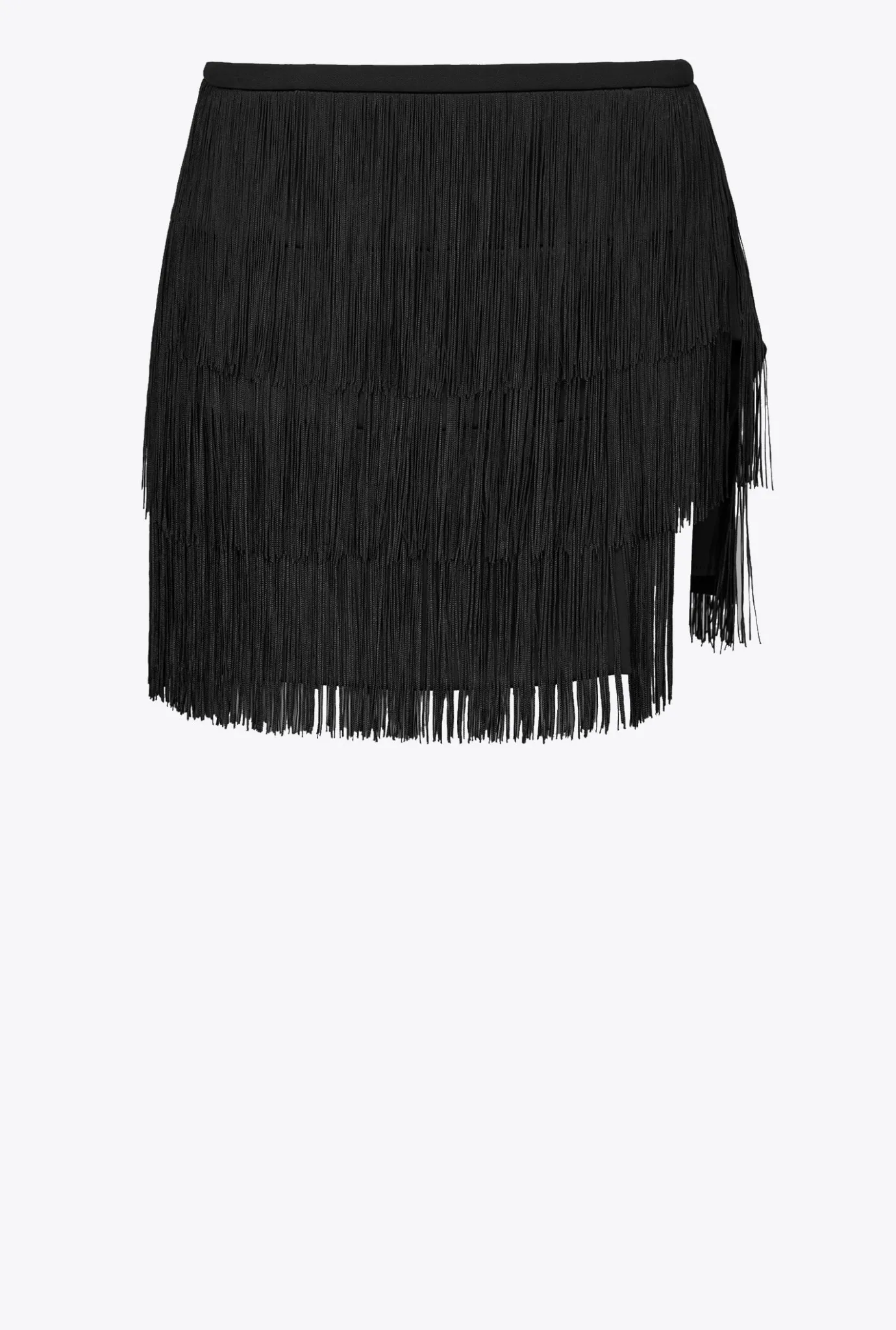 Jupes|PINKO Mini-Jupe A Franges Fines Noir Limousine